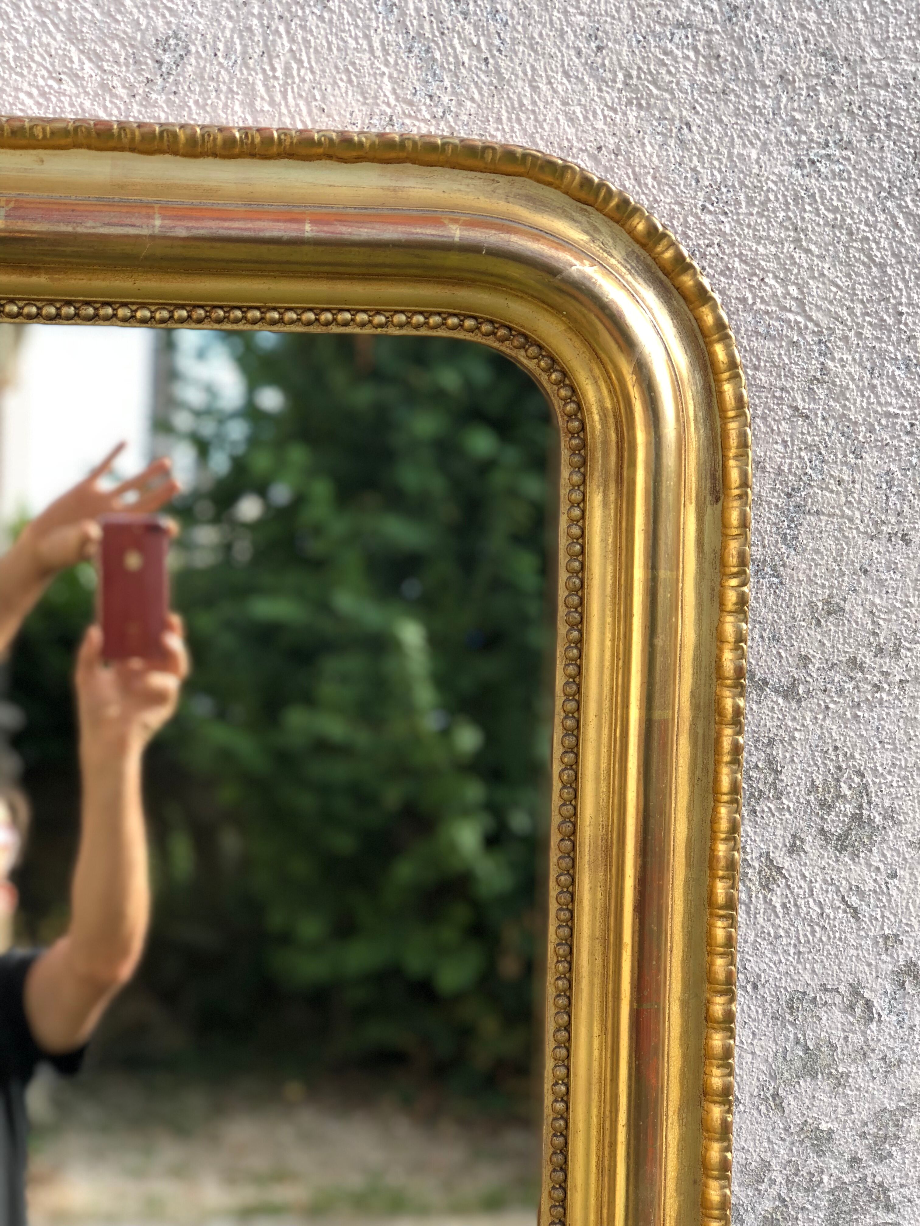 Louis Philippe period mirror gilded gold leaf 144x94cm