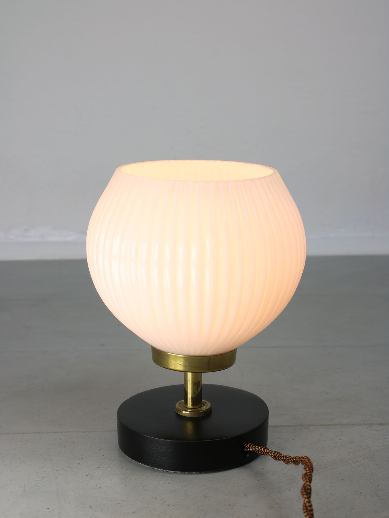 Mid-century brass & opaline table lamp