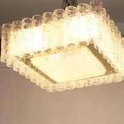 1 of the 3 superb Murano glass ice tubes ceiling lights by Doria, Germany, 1960s.