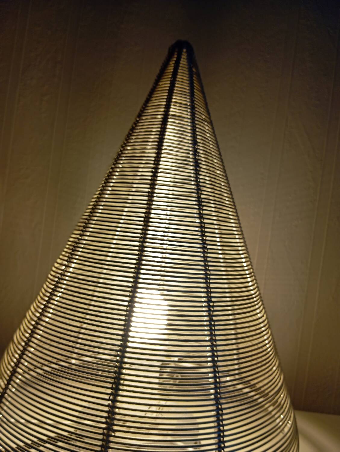Conical stainless steel wire table lamp, vintage 80's