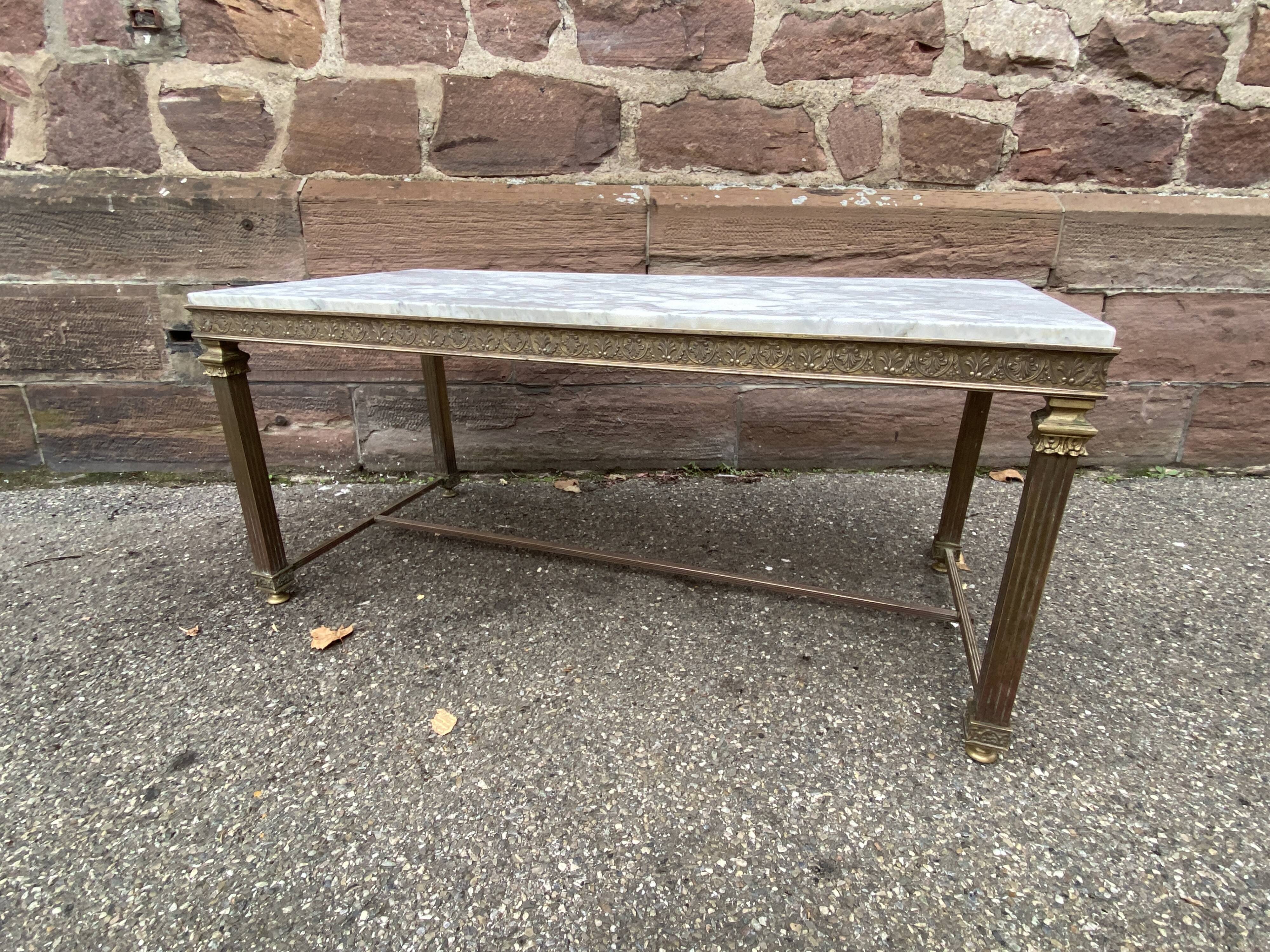 Louis xvi empire style coffee table in gilded bronze 1950