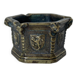 Gothic style bronze ashtray in the shape of a well with heraldic motifs by Max Le Verrier