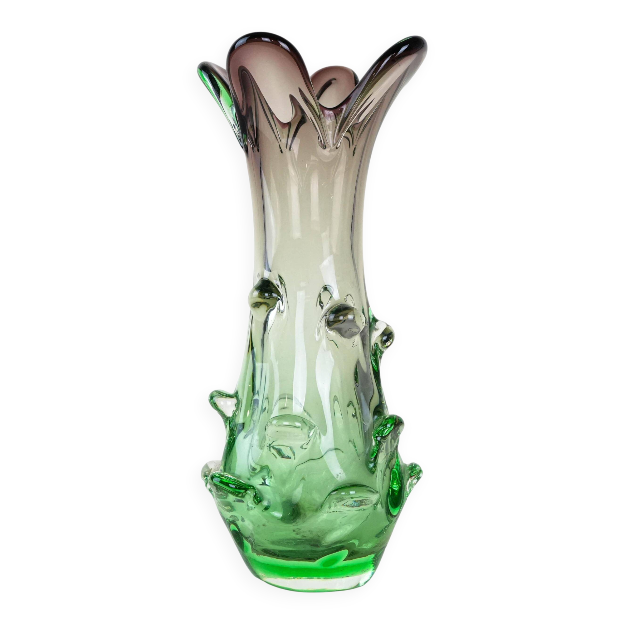 Green vase, Murano glass, 1960s, made in Italy