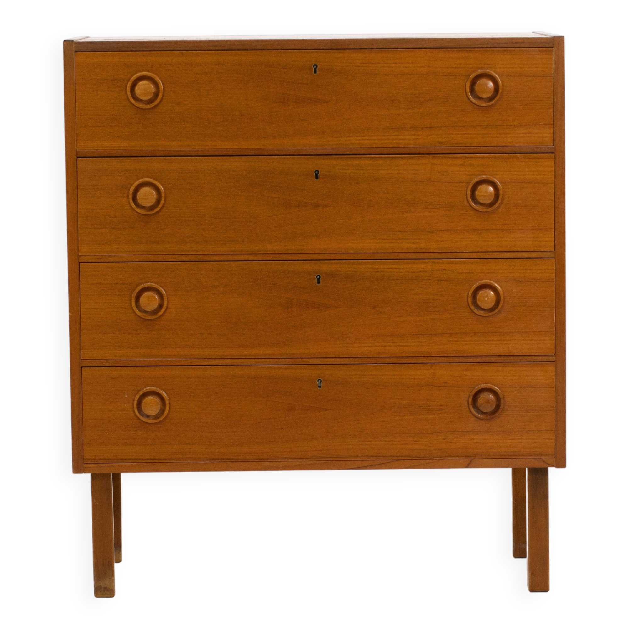 Vintage Scandinavian teak chest of drawers 1960 Sweden