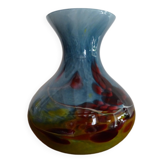 Vase cristallerie LA ROCHERE verre soufflé multicouches XXème étiqueté