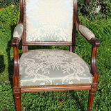 Directoire armchair in light blue satin fabric