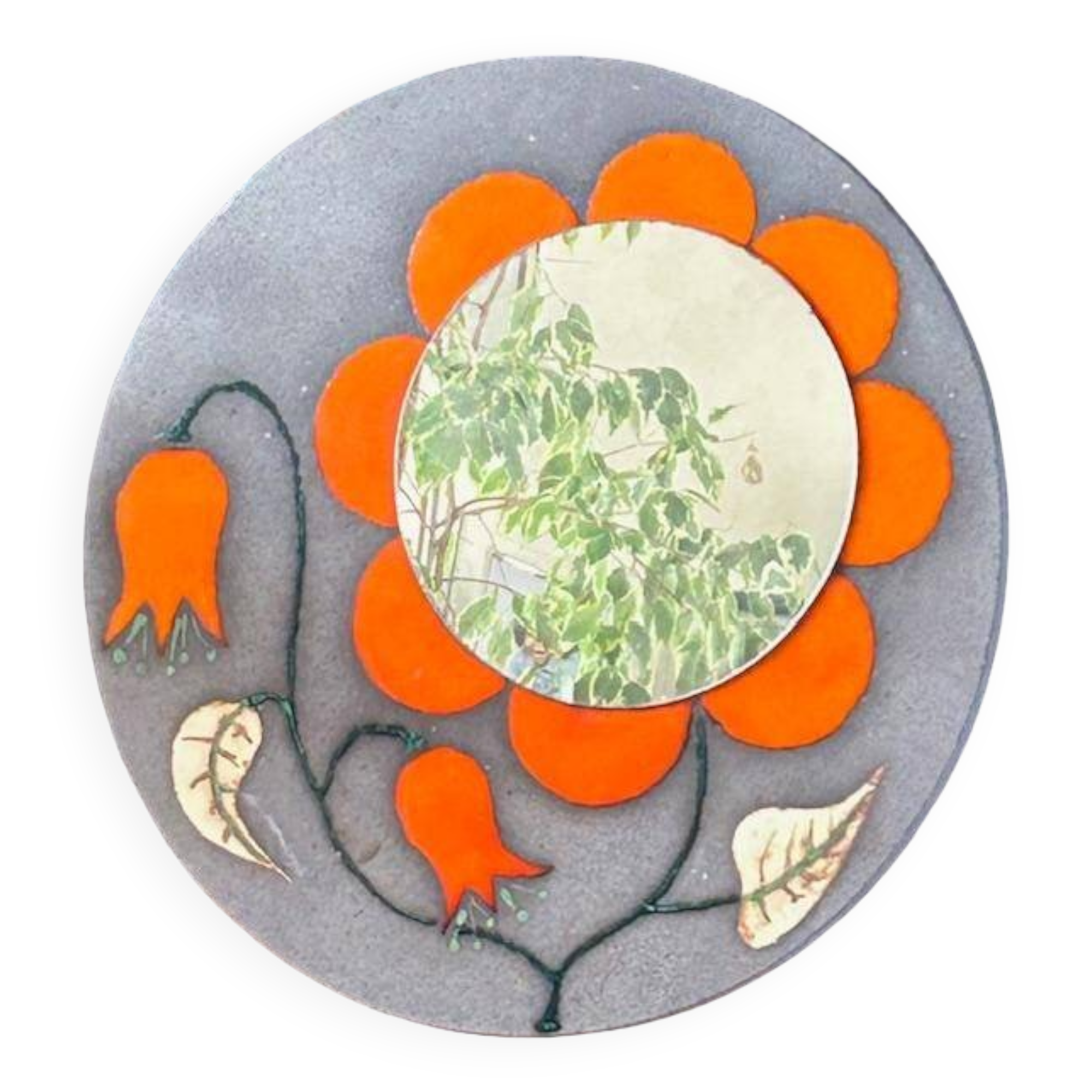 Large François Lembo Mirror 1970 Vallauris - 50 Cm