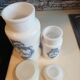 Set of 2 pot opaline coffee ground apothecary style 1970
