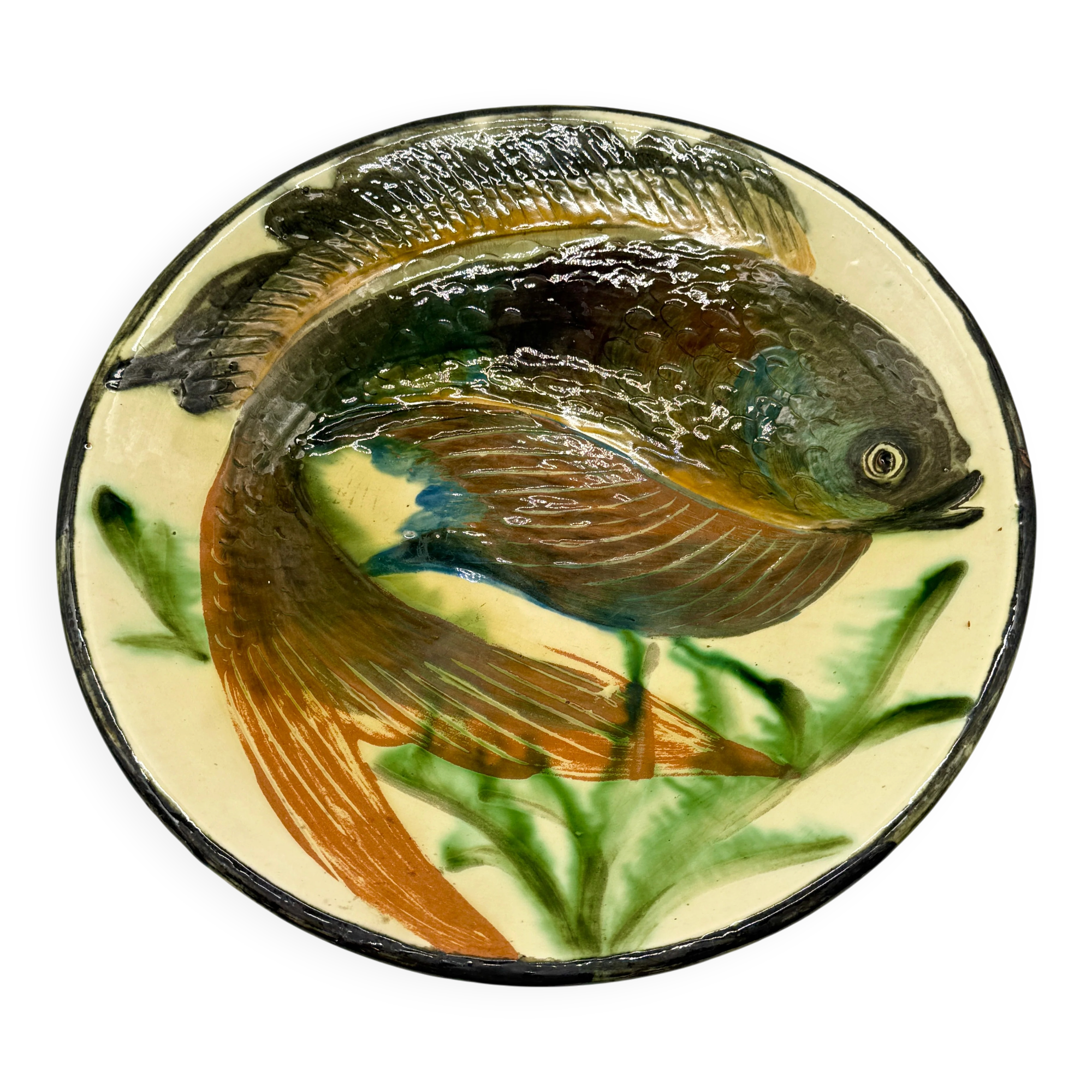 Grande assiette poisson, Puigdemont La Bisbal, Catalogne 1960s