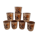 Set of 8 cups glasses in stoneware Salins 70s