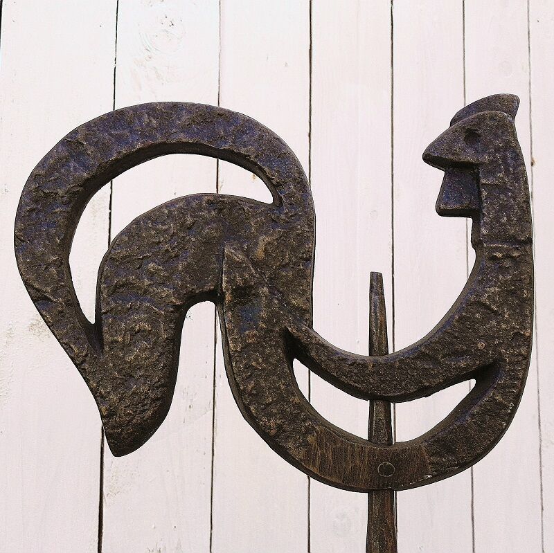 Wrought iron lamp, weather vane, Marolles workshop, Jean Touret