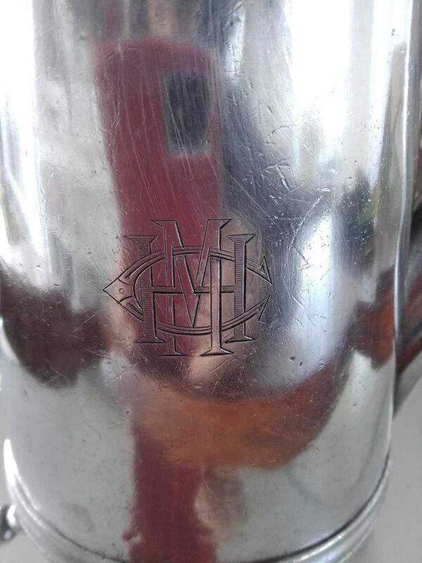 Cafetière Christofle ancienne métal argenté avec monogramme