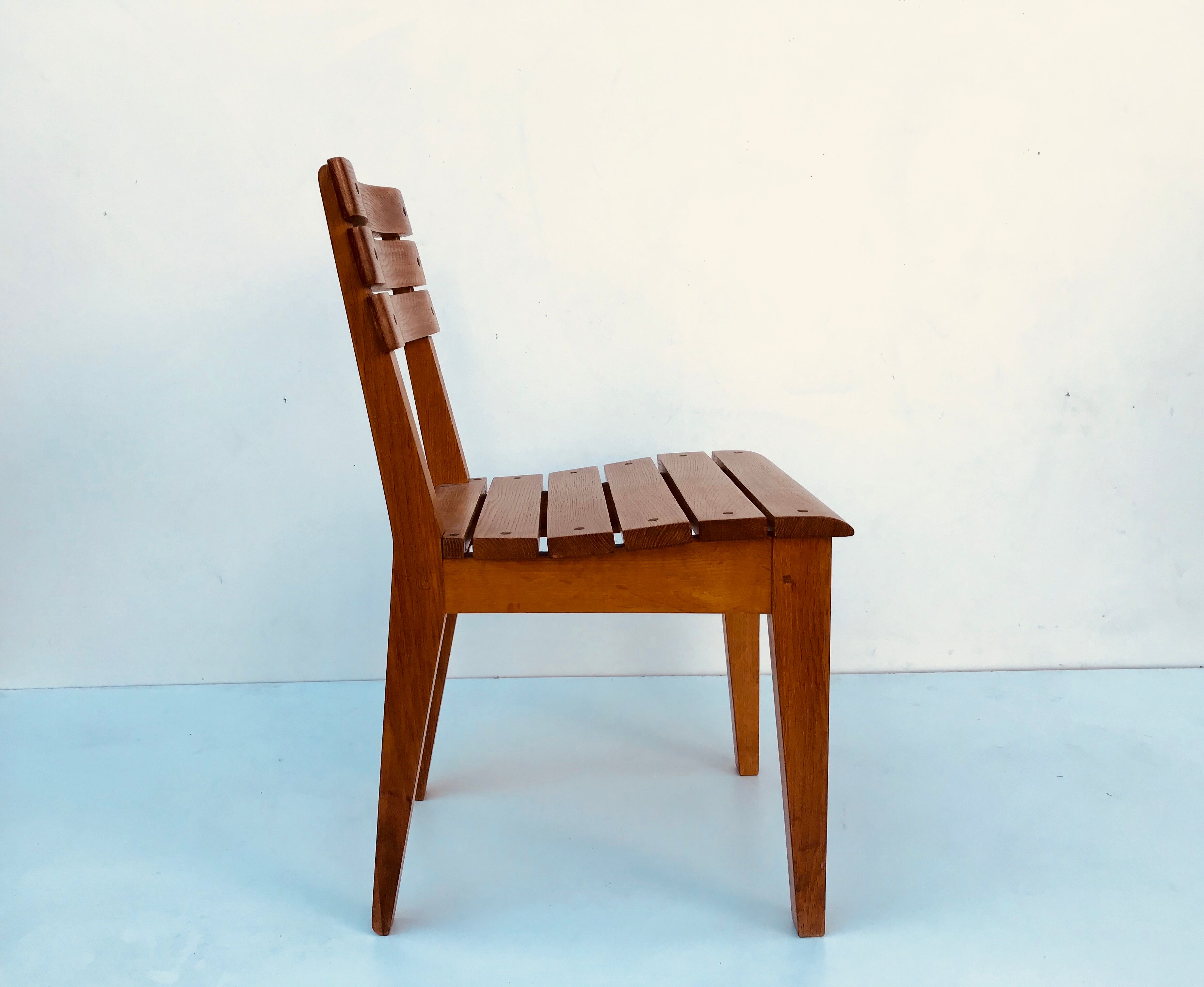 Suite of 6 oak chairs 1960