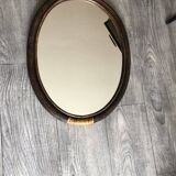 Oval rattan mirror
