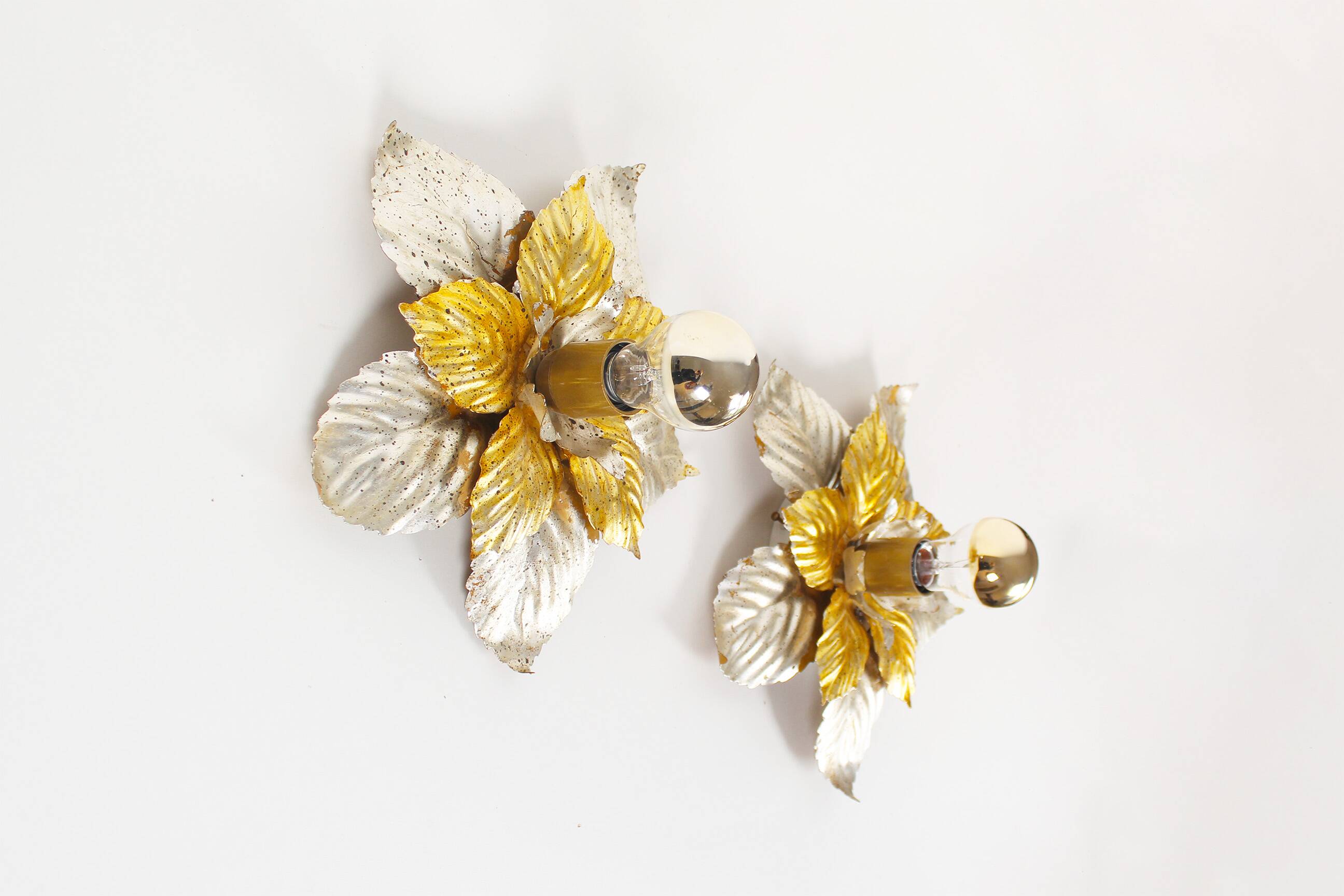 Set of two medium size painted Italian Florentine wall lights