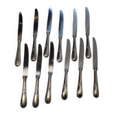 12 silver-plated metal knives from the mid-20th century