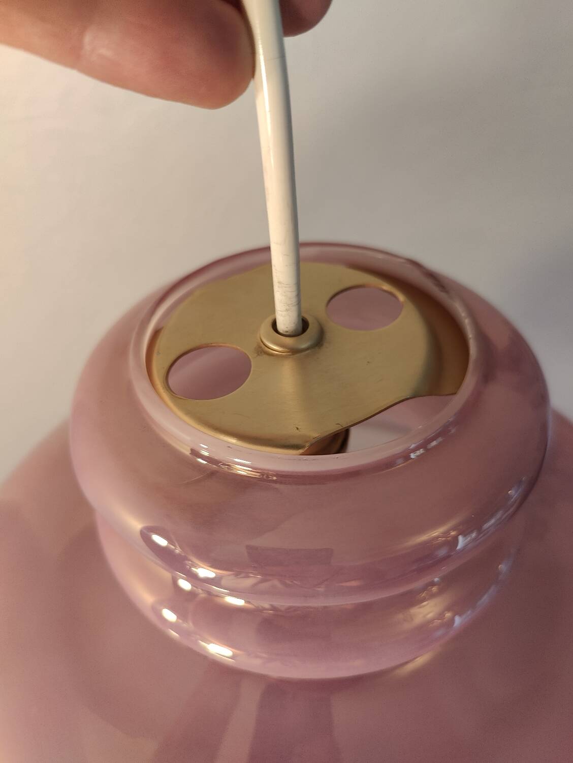 Purple and white opaline pendant light from the 60s/70s.