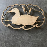 Silver metal duck trivet