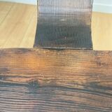 Pair of low tripod chairs in solid wood, mid-20th century.