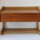 Scandinavian bedside table or wall console, oak and teak 1960