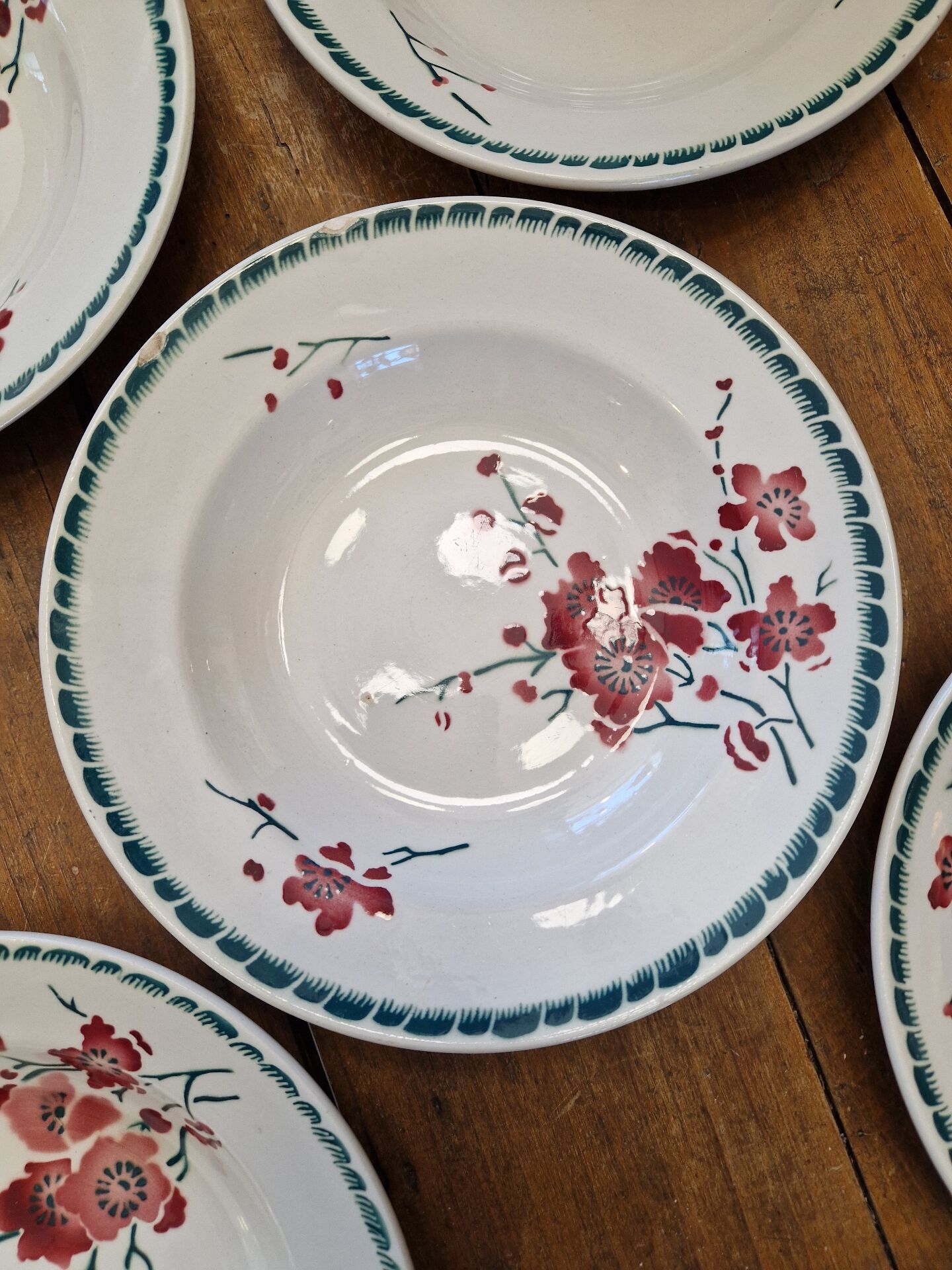 Set of 8 Deep Plates Cherry Blossom Badonviller