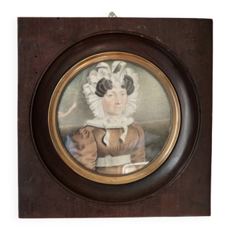Peinture. Portrait d'ancêtre. 1847. Gouache sur carton.