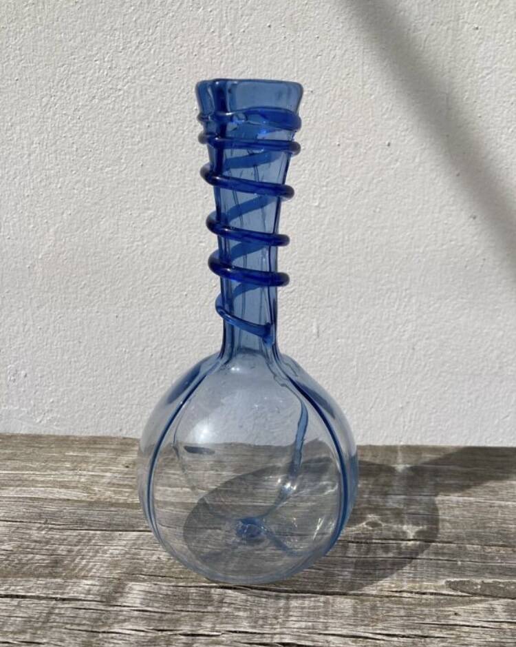 Blue blown glass soliflore vase