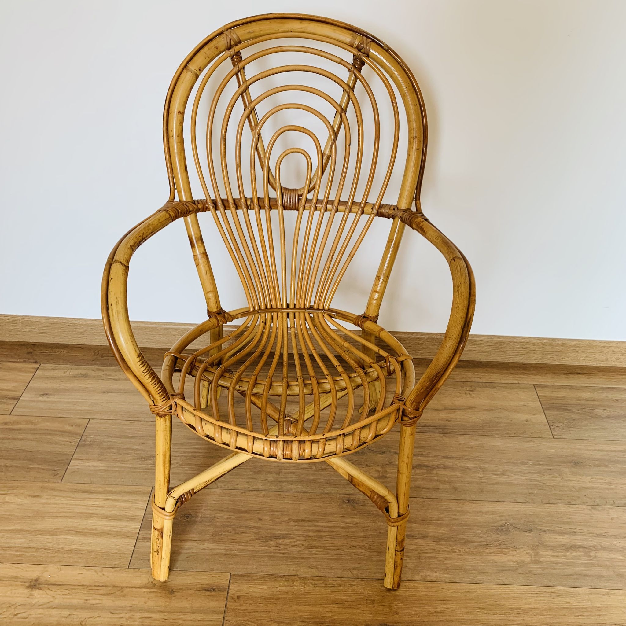 Pair of adult rattan armchairs