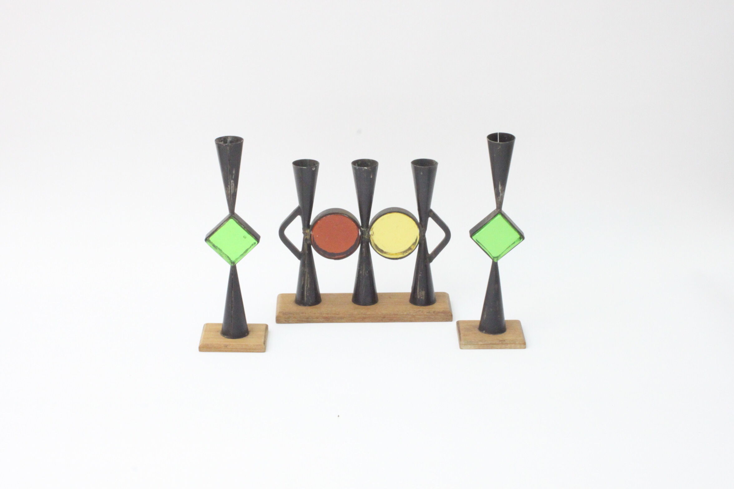 Wrought iron candle holders by Erik Hoglund & Pierre Forsell  for Bo Svensk, Sweden 1950s.