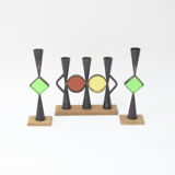 Wrought iron candle holders by Erik Hoglund & Pierre Forsell  for Bo Svensk, Sweden 1950s.