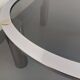 Vintage round coffee table in smoked glass and chrome metal from the 70s