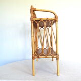 Bamboo and rattan bedside shelf