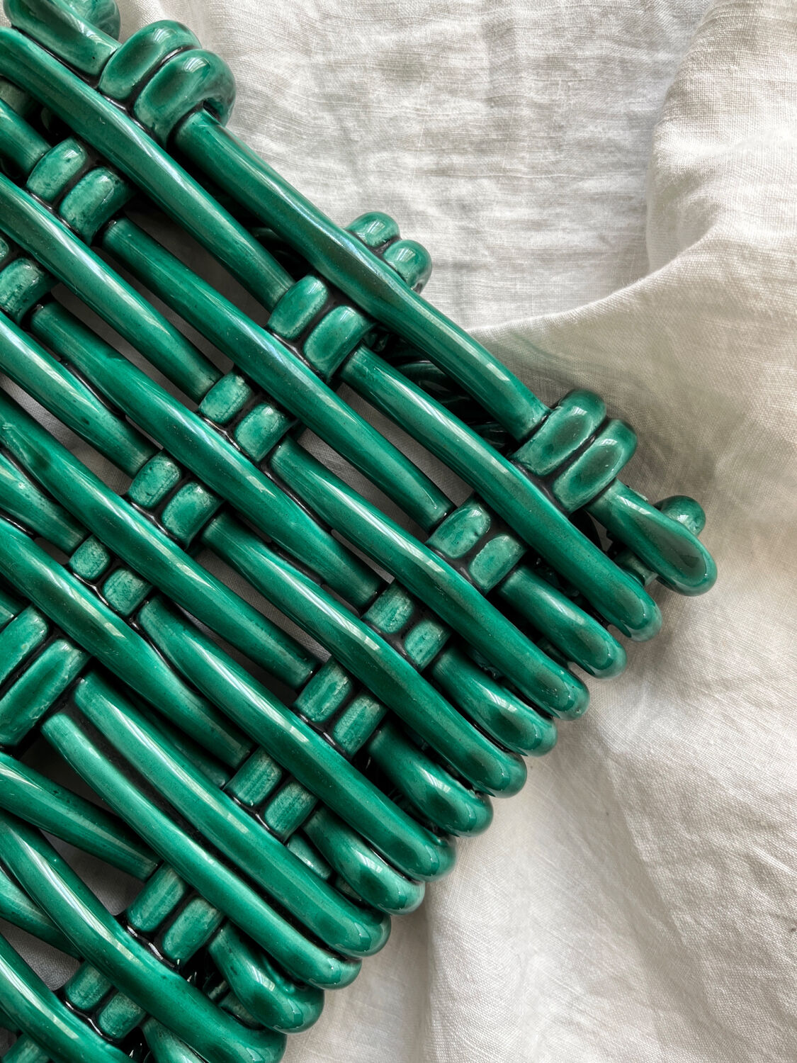 Vintage Vallauris woven ceramic trivet