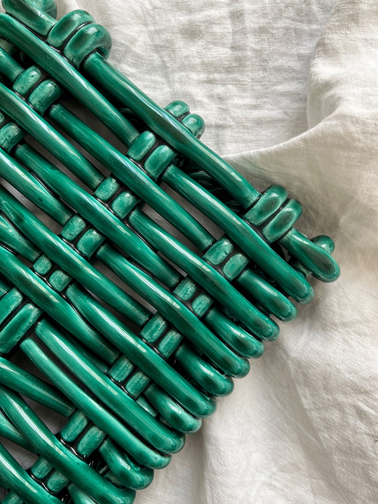 Vintage Vallauris woven ceramic trivet