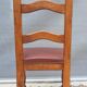 Set 6 chairs style Louis XIII VINTAGE 1980 Oak and Burgundy red leather
