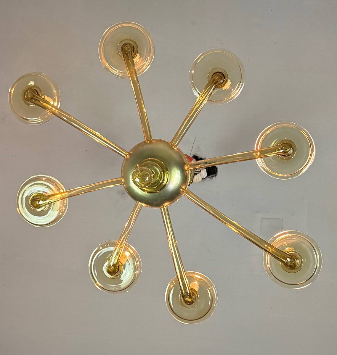 Venetian chandelier in golden Murano glass, Venini circa 1920