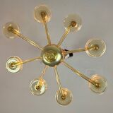 Venetian chandelier in golden Murano glass, Venini circa 1920
