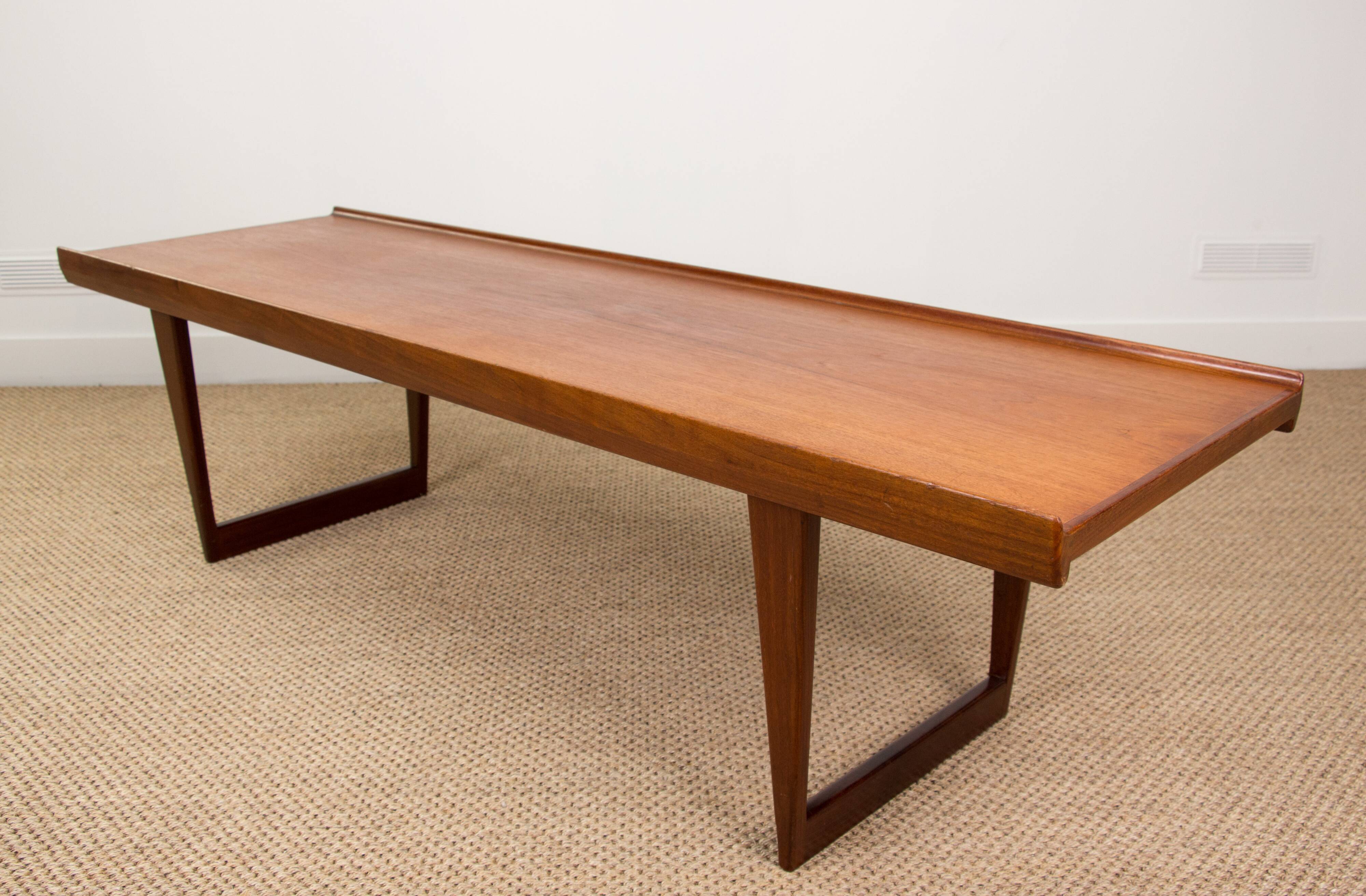 Large coffee table, or bench, Danish in teak by Peter Lovig Nielsen 1960.