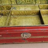 Old trunk - travel vanity case in metal and brass