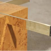 Coffee table in elm burl and tempered glass by Jean-Claude Mahey for Roche Bobois.