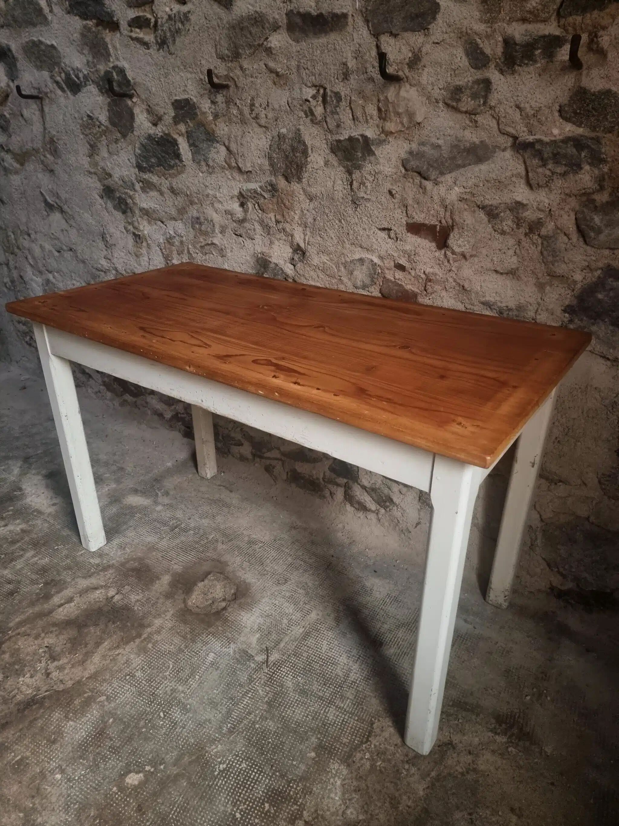 Vintage French farmhouse table, 1950s.