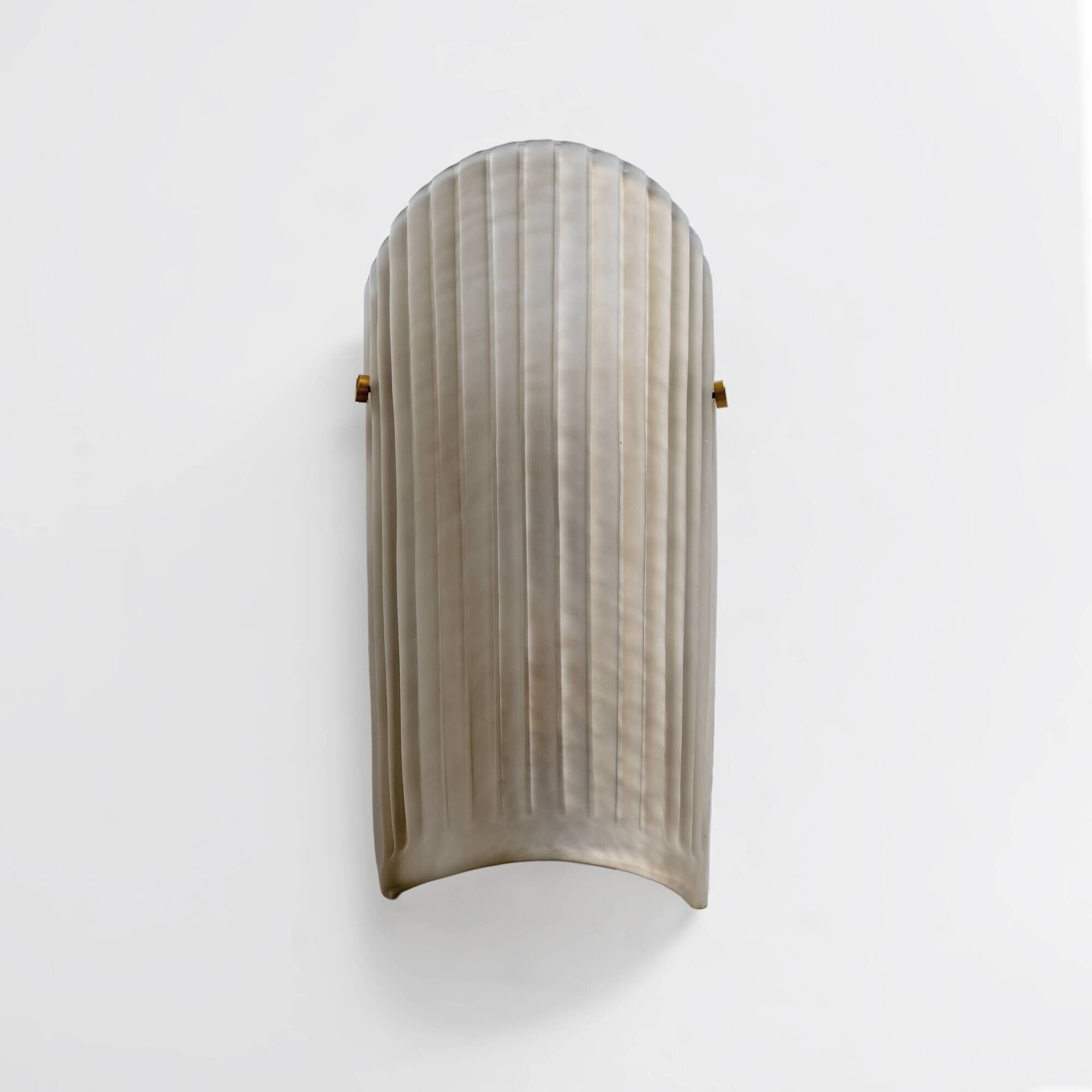 Pair of Murano Glass Wall Sconces Satin Smoke Glass and Brass, Italy