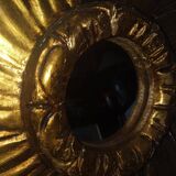 Golden wood sun mirror circa 1960