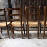 Série de 4 chaises paillées