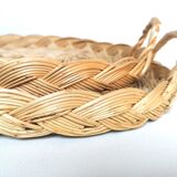Duo of braided wicker trays