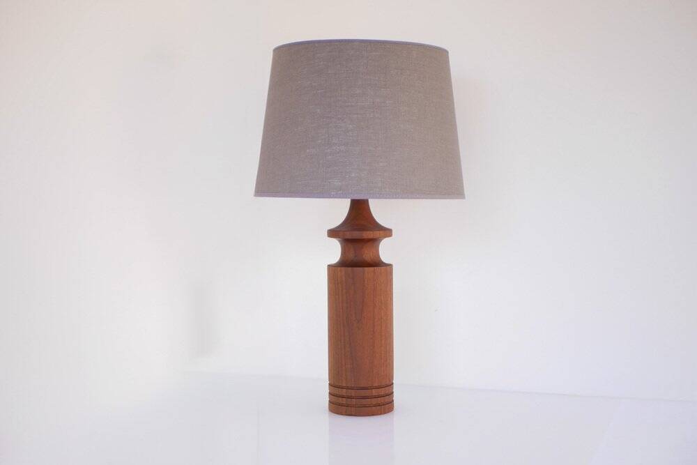 Large mid-century modern Danish teak table lamp