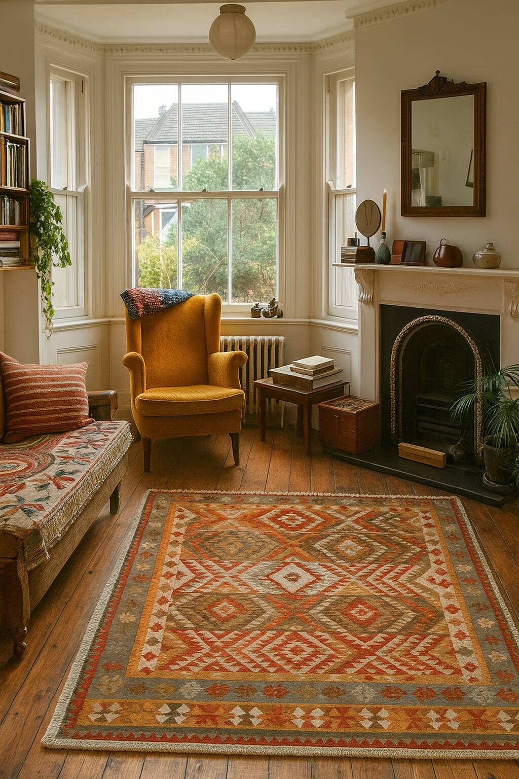 Geometric Kilim Oriental Rug, Wool Rustic Flatwoven Carpet 249x195cm