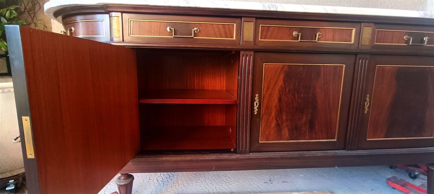 Buffet bar in solid walnut and marble