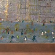 Painted in oil on panel depicting the Grand Place of Brussels in Belgium