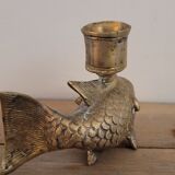 Yellow copper fish candle holder